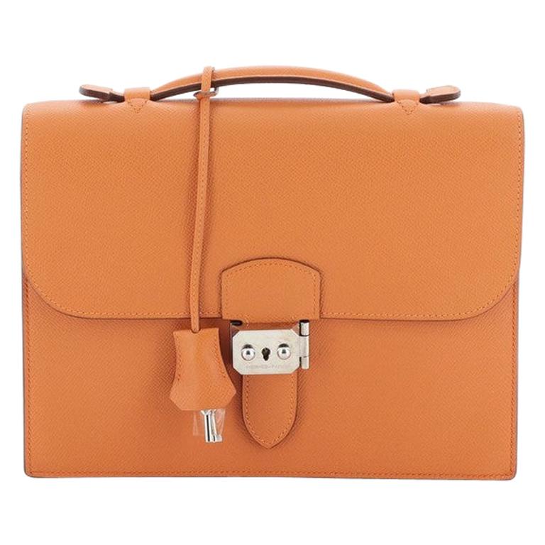 Hermes Sac A Depeches Briefcase 27 In White