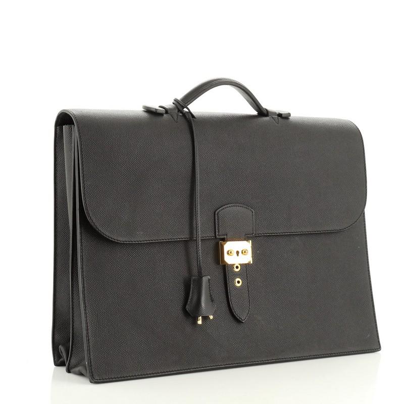 Black Hermes Sac a Depeches Bag Epsom 38