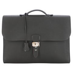 HERMES Briefcase Sac Adepeche Taurillon Clemence Black ○ZCarved seal m –