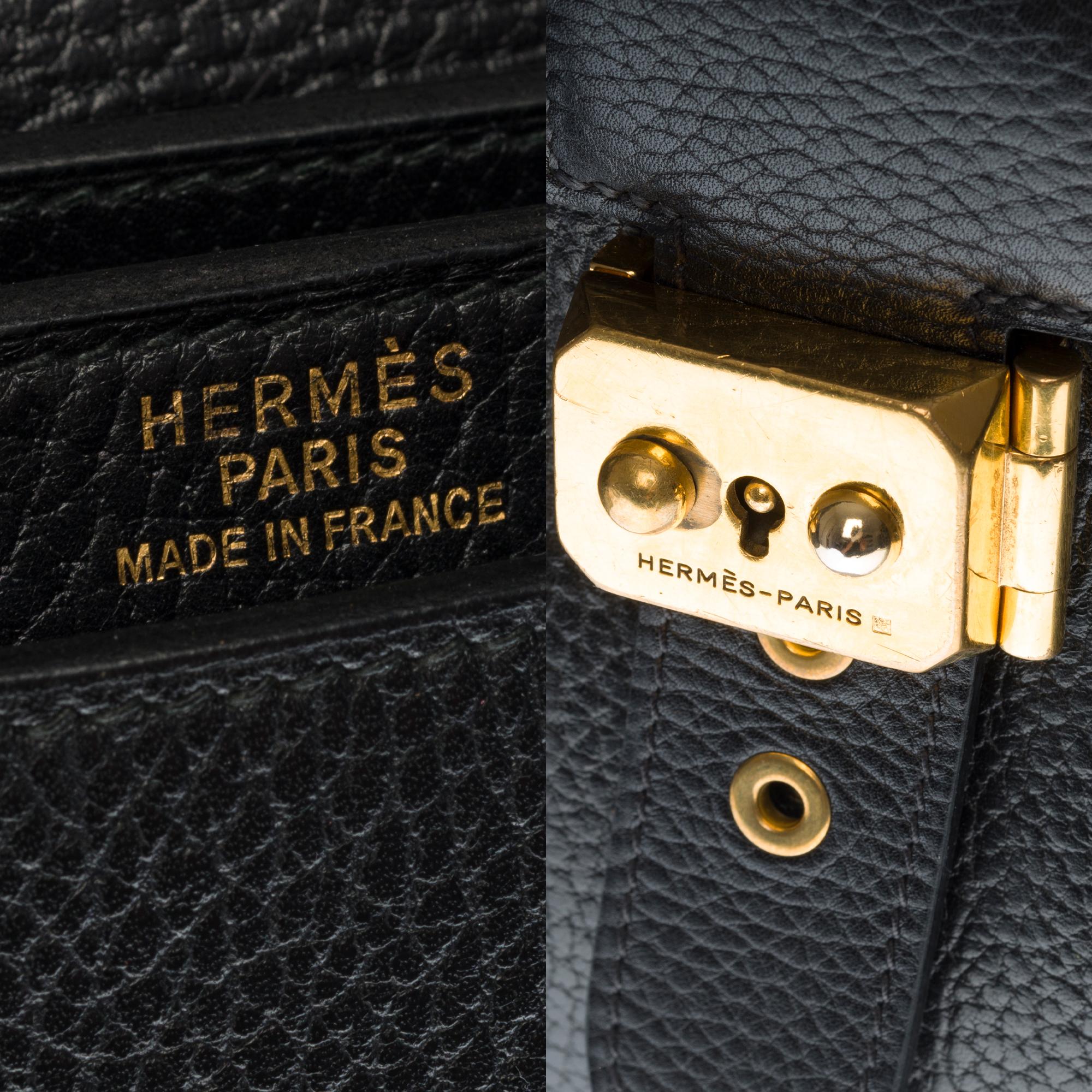 Men's Hermès Sac à dépêches briefcase in black Vache d'Ardennes leather with GHW