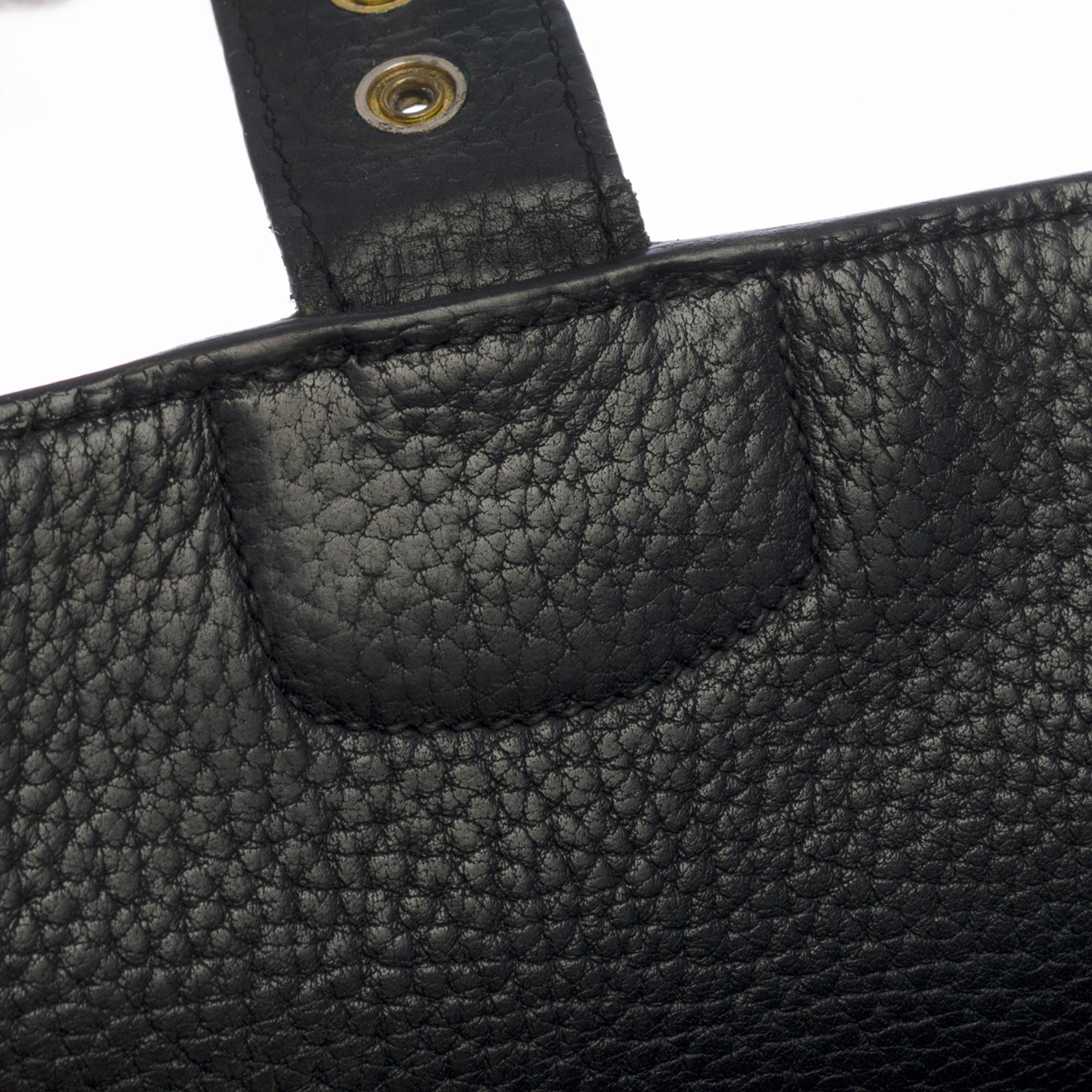 Black Hermès Sac à dépêches briefcase in black Vache d'Ardennes leather with GHW