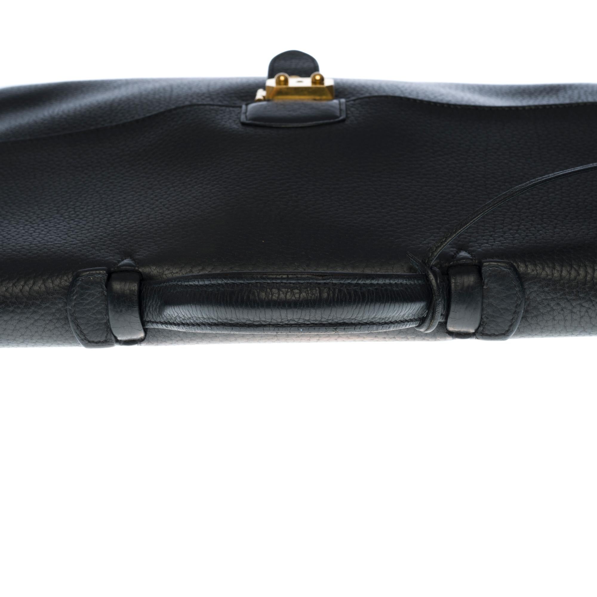 Men's Hermès Sac à dépêches briefcase in black Vache d'Ardennes leather with GHW