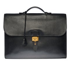 Hermès Sac à dépêches briefcase in black Vache d'Ardennes leather with GHW