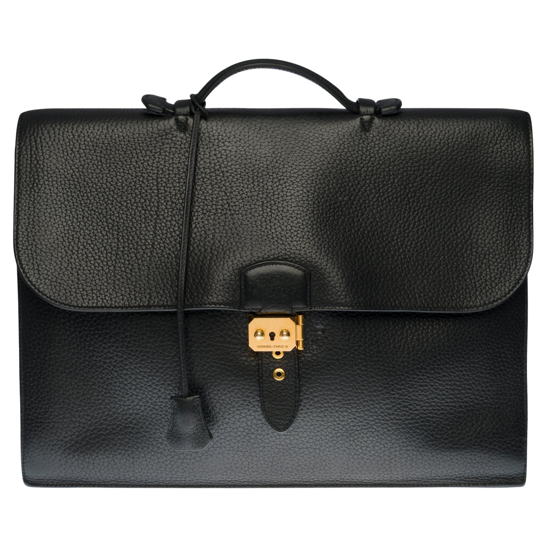Hermès Sac à dépêches briefcase in black Vache d'Ardennes leather with GHW