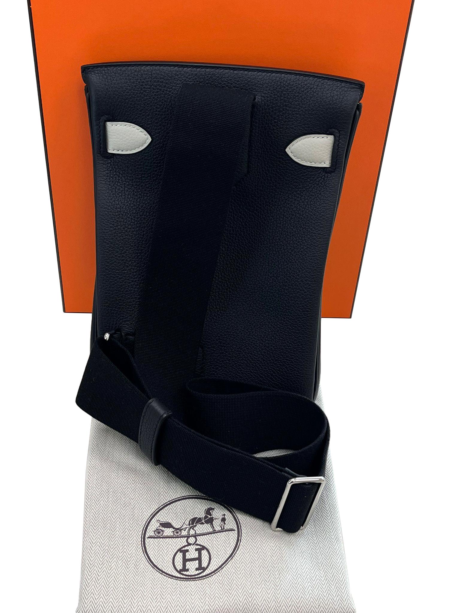 Hermes SAC A DOS HAC A DOS PM Veau Togo Leather Backpack Palladium Hardware For Sale 10