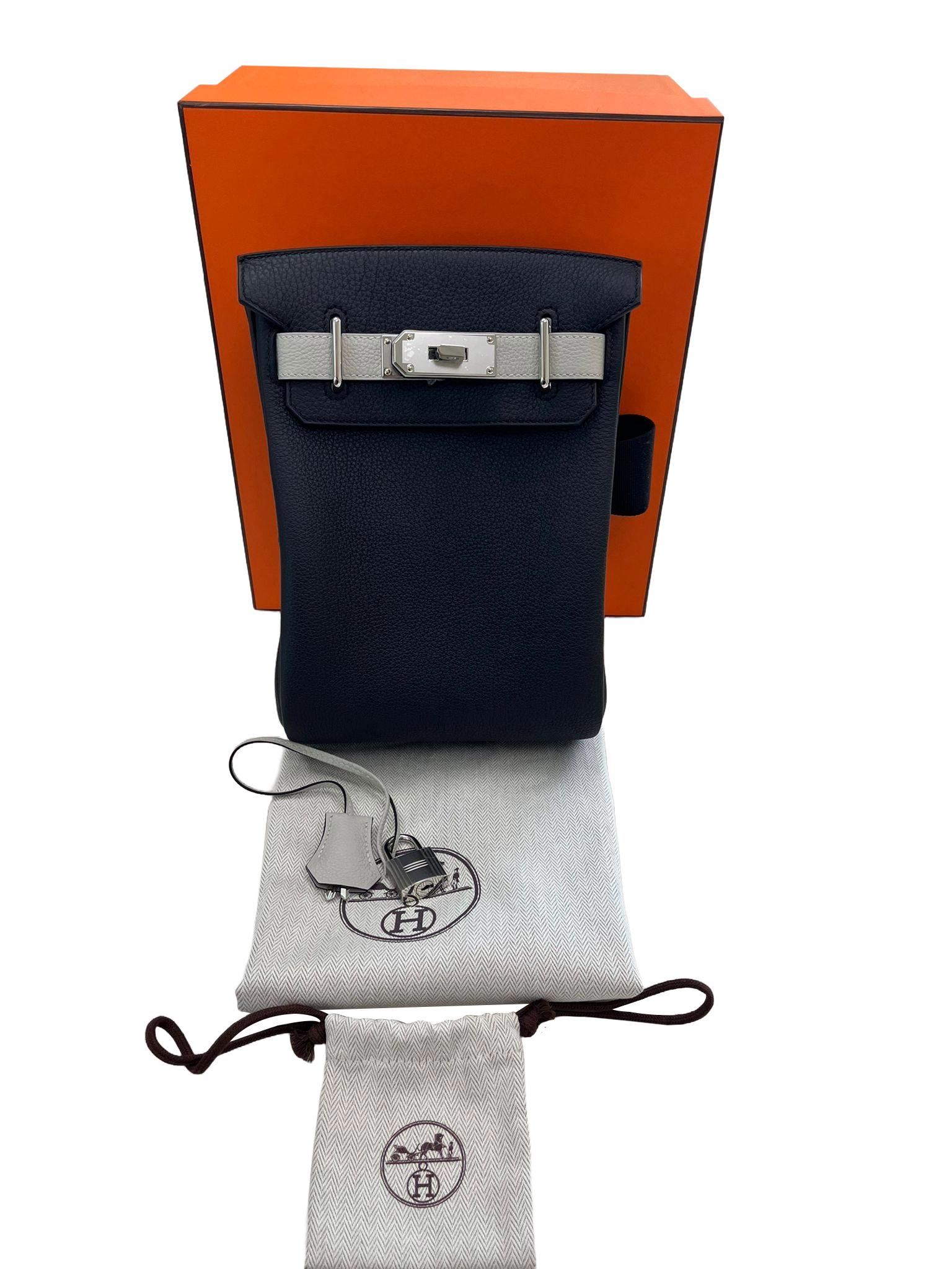 Black Hermes SAC A DOS HAC A DOS PM Veau Togo Leather Backpack Palladium Hardware For Sale