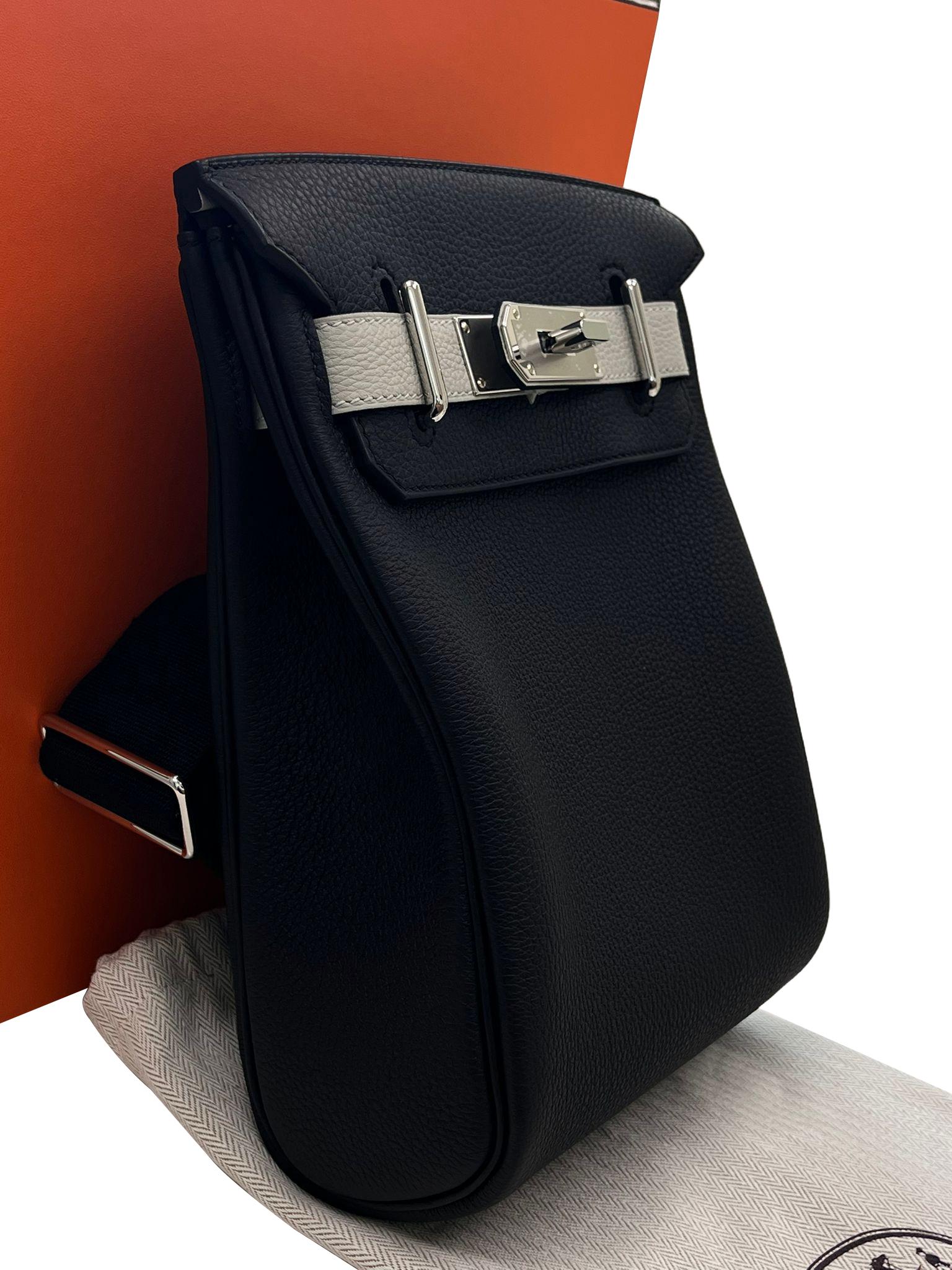 Hermes SAC A DOS HAC A DOS PM Veau Togo Leather Backpack Palladium Hardware For Sale 3