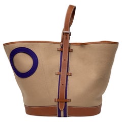 Hermès Sac Camail Filz-Tasche mit Fauve Barenia Leder, Taupe mit Lila