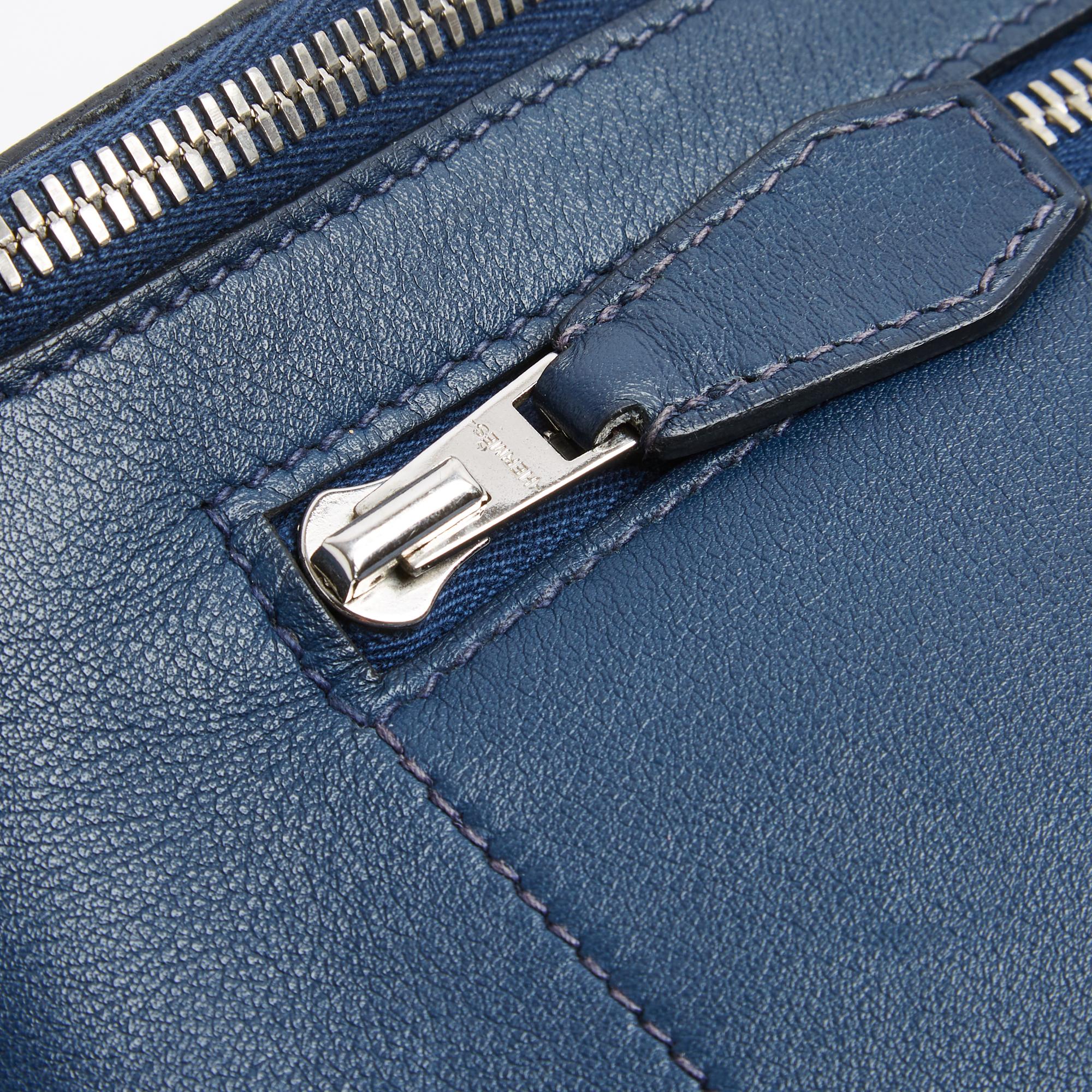 Hermès Sac Ceinture 2017-2020 Cityslide GM Blue Swift Leather Bag on Belt Hermes In Excellent Condition For Sale In PARIS, FR