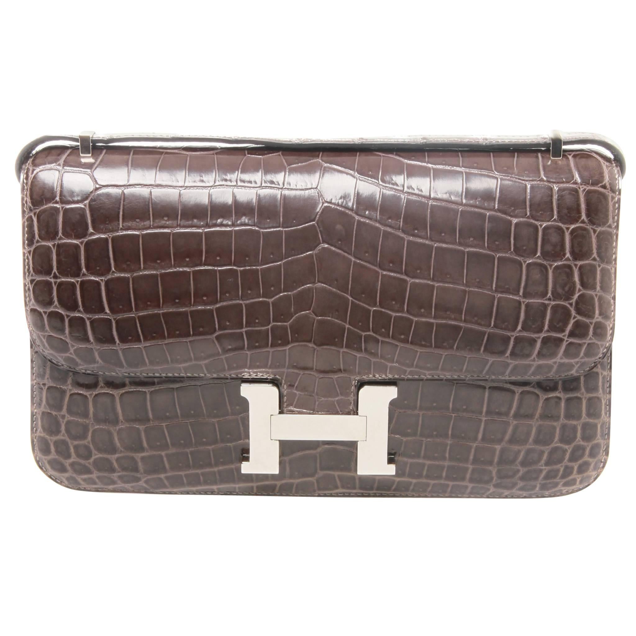 Hermes Sac Constance Elan Crocodile Niloticus Lisse