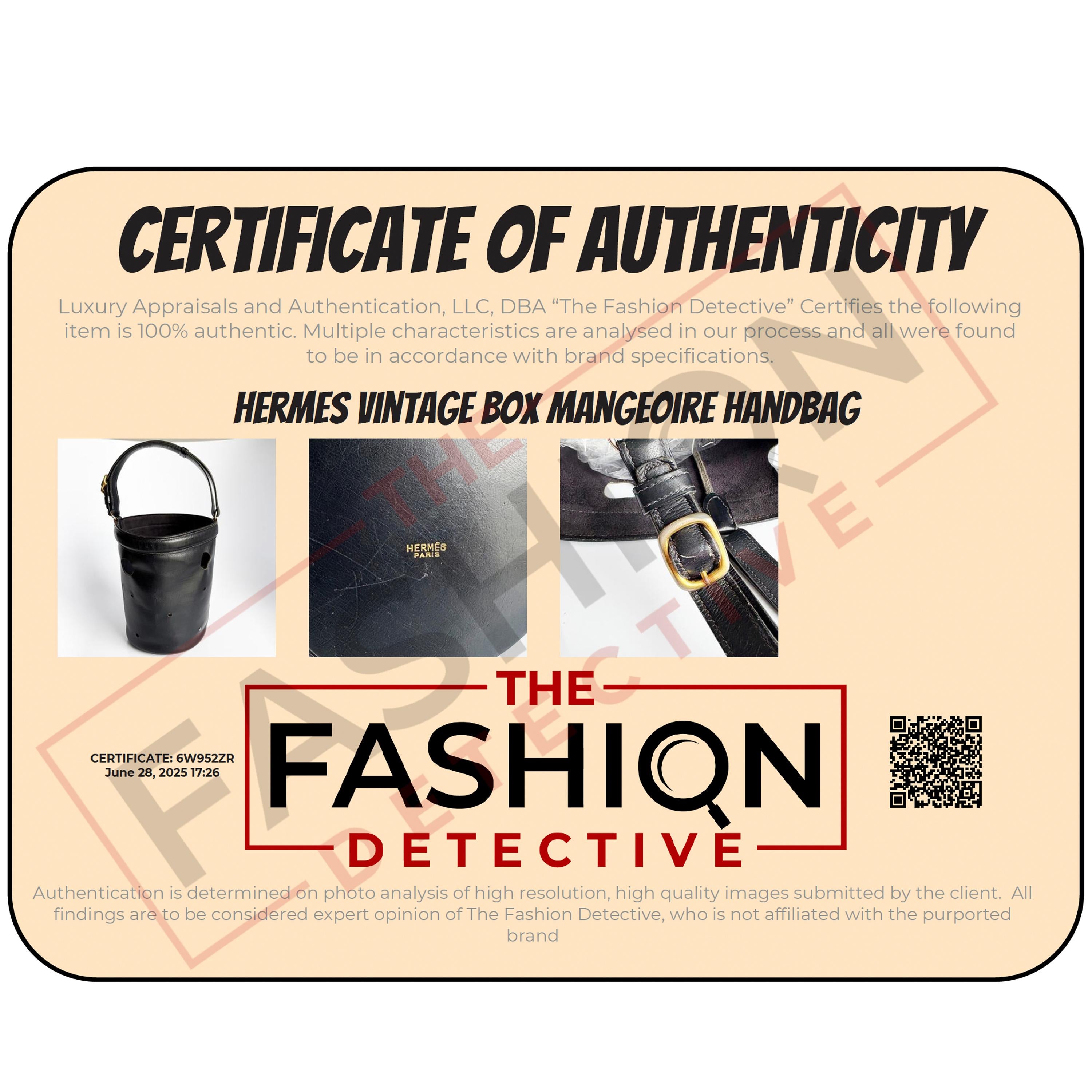 Hermes Sac de Mangeoire Bag Tote Black Box Calf Leather Feed Bucket Bag Vintage For Sale 6