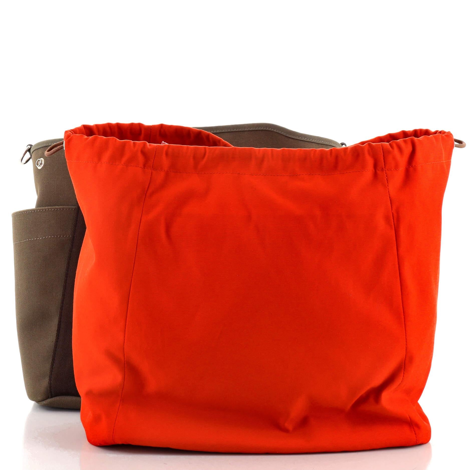 Black Hermes Sac De Pansage Groom Handbag Canvas