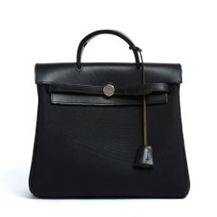Hermès Sac Herbag Black Canvas Leather Back Pack x2  Pristine Hermes