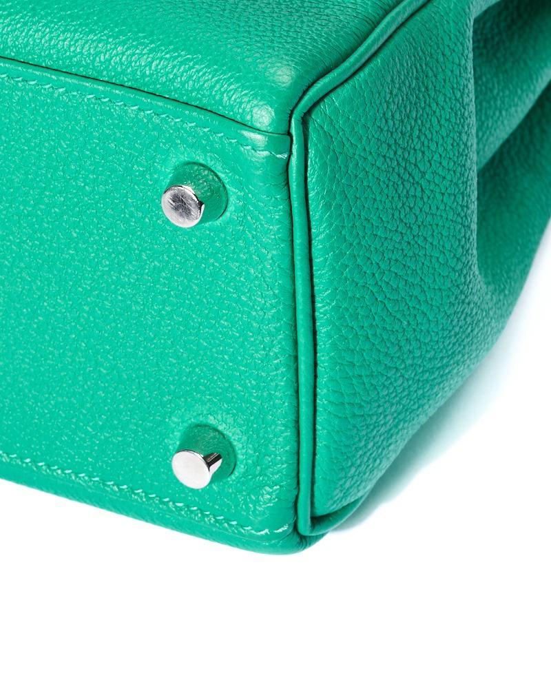 Hermès Sac Kelly 25 Retourne Courchevel Verde in vendita 7