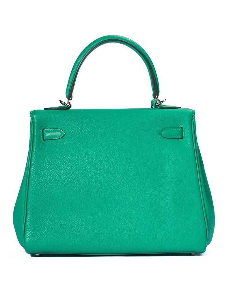 Hermès Sac Kelly 25 Retourne Courchevel Verde in vendita 8