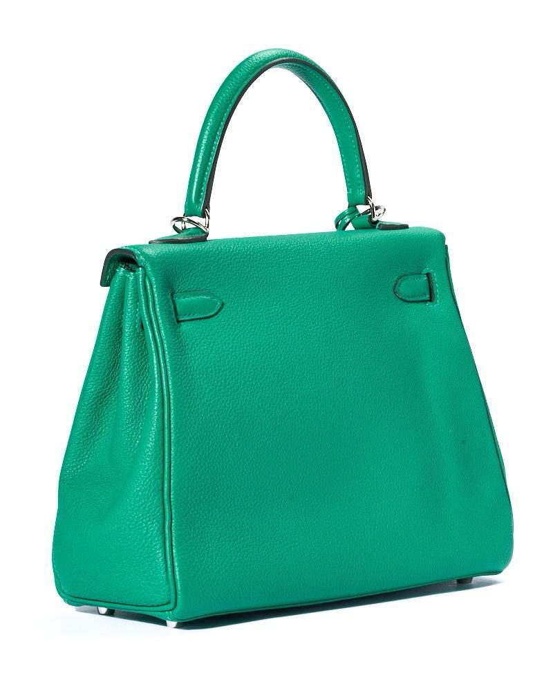 Hermès Sac Kelly 25 Retourne Courchevel Verde in vendita 9