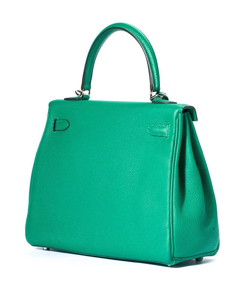 Hermès Sac Kelly 25 Retourne Courchevel Verde in vendita 10