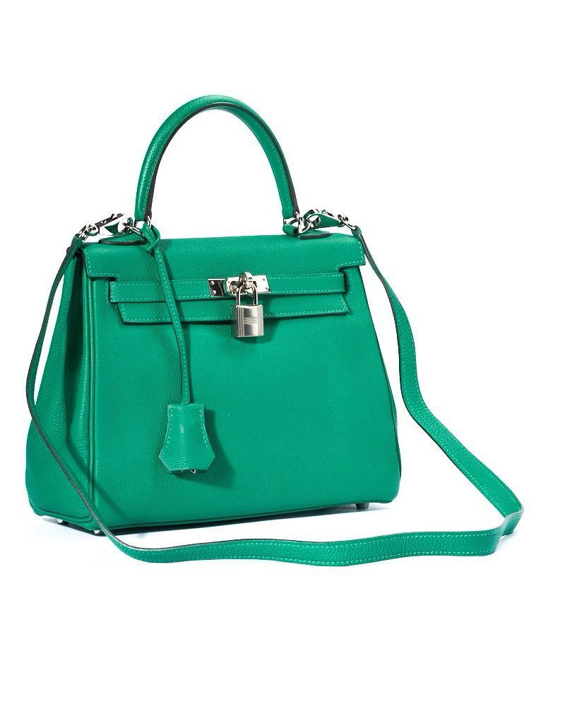 Hermès Sac Kelly 25 Retourne Courchevel Verde in vendita 11