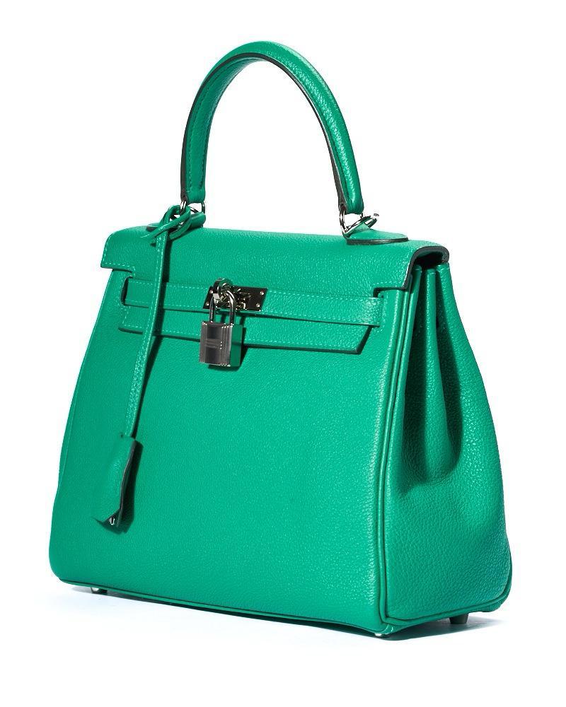 Green Hermès Sac Kelly 25 Retourne Courchevel Verde in vendita