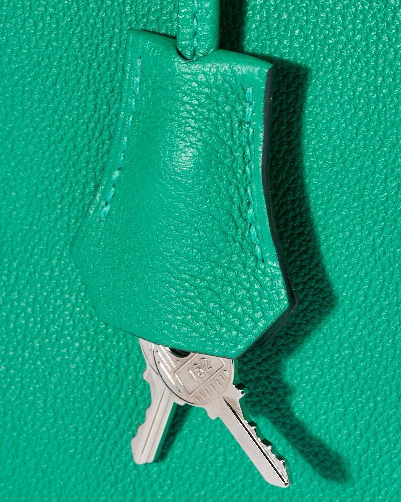 Hermès Sac Kelly 25 Retourne Courchevel Verde in vendita 4