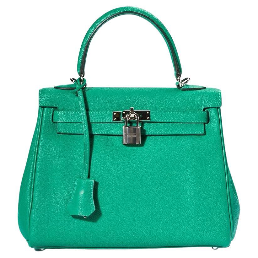 Hermès Sac Kelly 25 Retourne Courchevel Verde in vendita