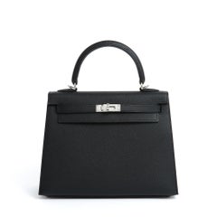Hermès Sac Kelly Sellier 2024 Black Epsom Leather 25 Kelly Bag Full Set Hermes