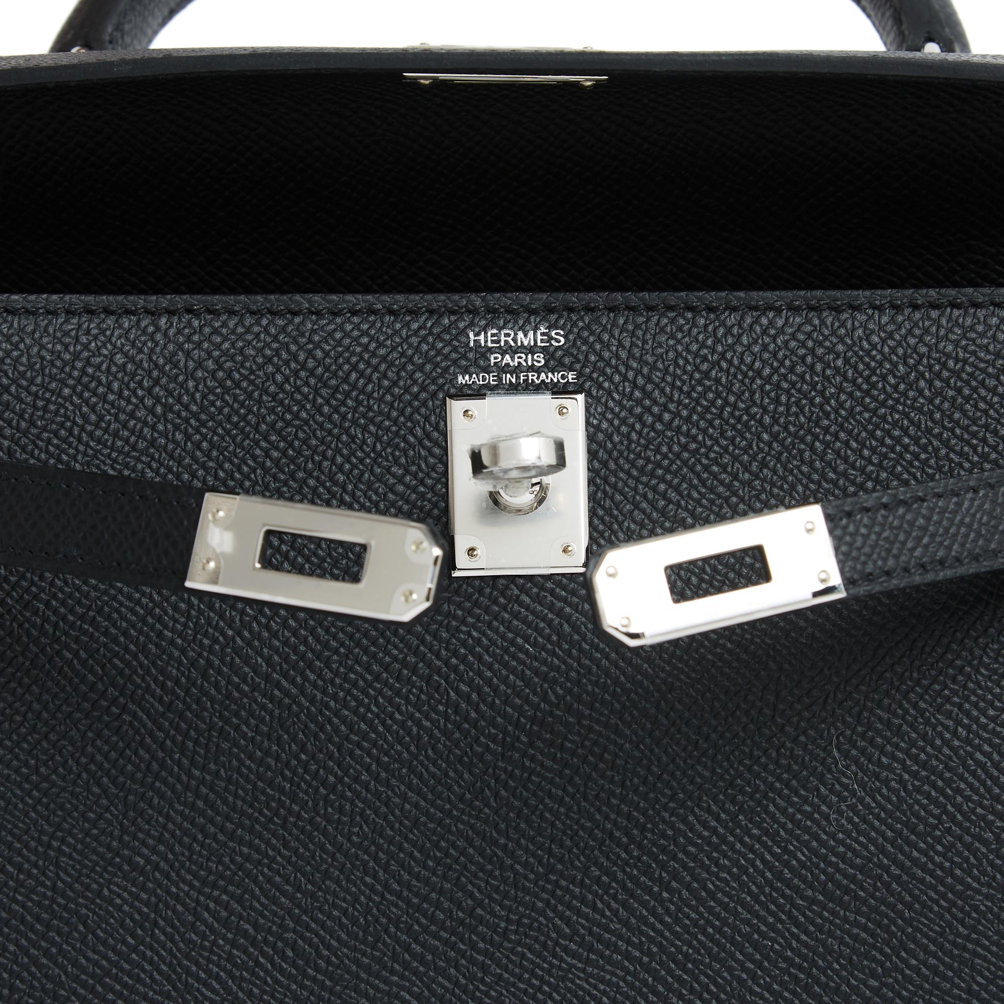 Hermès Sac Kelly Sellier 2024 Black Epsom Leather 25 Kelly Bag Full Set Hermes 3