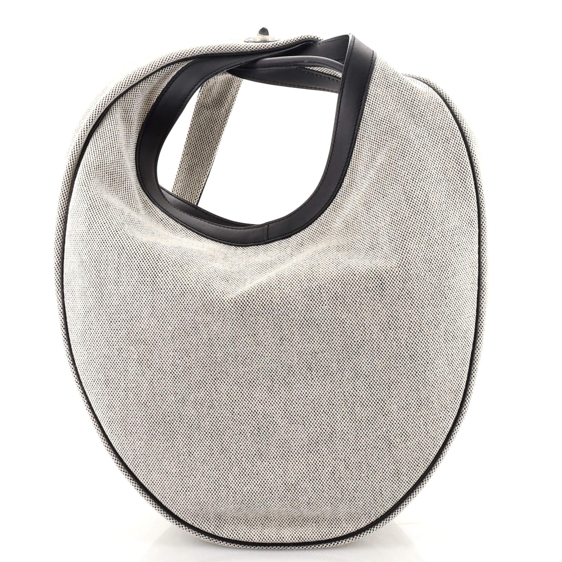 Gris Hermes Sac Luco Sac en toile et cuir
