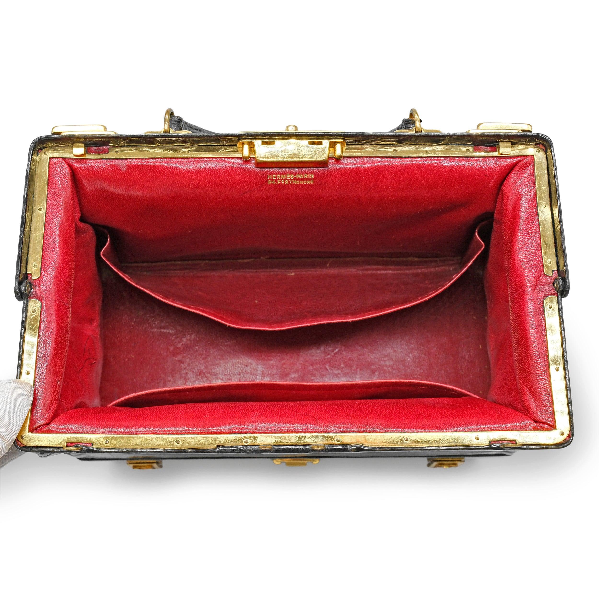 Hermès Sac Mallet Shiny Crocodile Leather Bag - '70s In Good Condition In Milano, IT