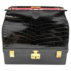 Sac Mallet d'Hermès en cuir de crocodile brillant - années 70