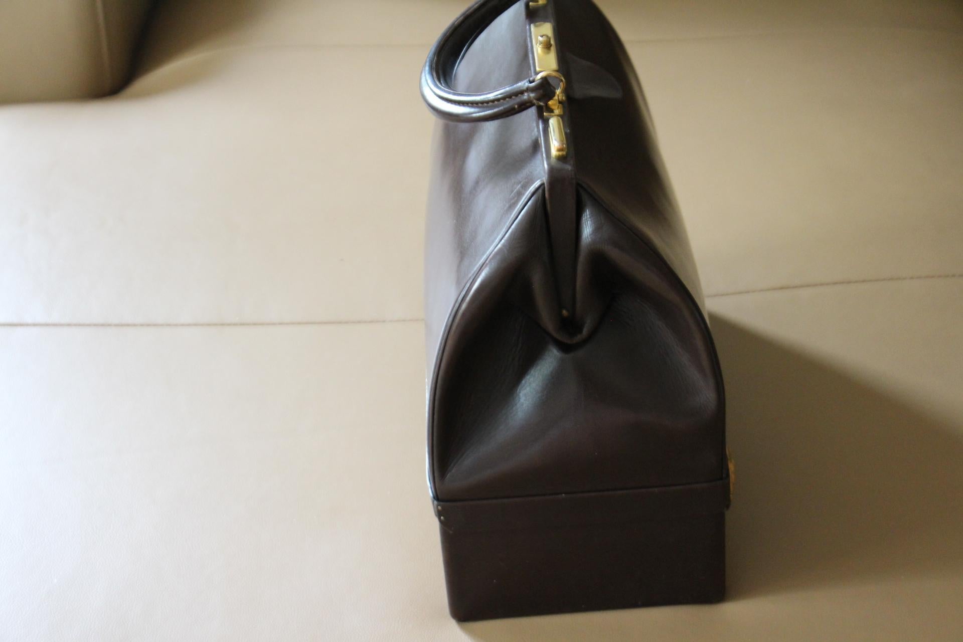 Noir Hermes Sac Mallett , Hermes Doctor Bag, Hermes Bag, Hermes Handbag
