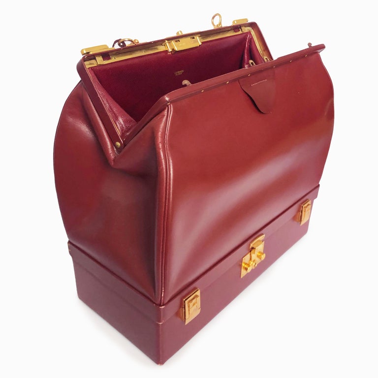 Hermes Sac Mallette Jewelry Box Travel Case Cordovan Box Leather