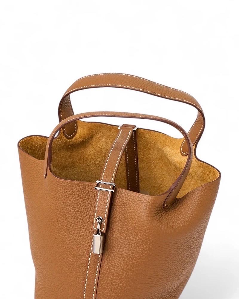 Hermès Beutel Picotin Schloss 18 Clemence Gold im Angebot 7