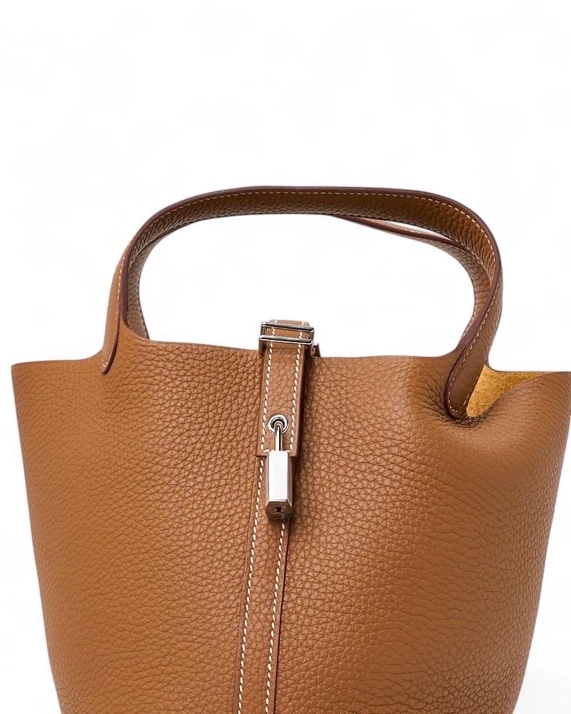 Hermès Beutel Picotin Schloss 18 Clemence Gold im Angebot 9