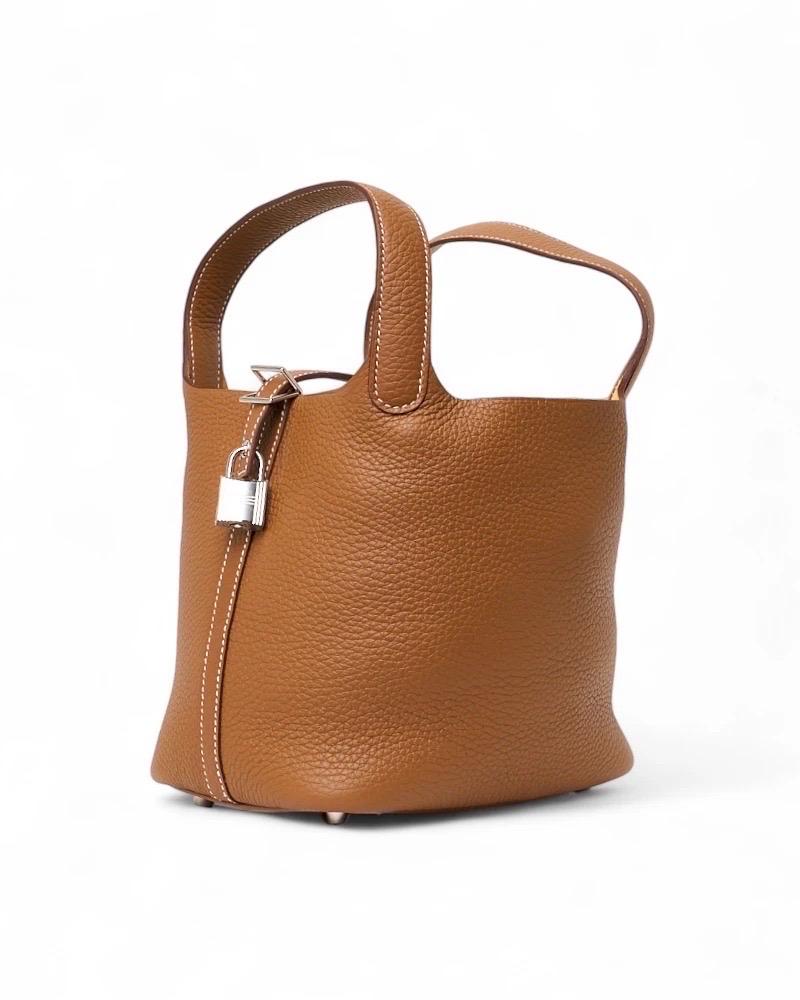 Hermès Beutel Picotin Schloss 18 Clemence Gold im Zustand „Neu“ im Angebot in Torre Del Greco, IT