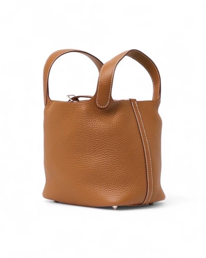Hermès Beutel Picotin Schloss 18 Clemence Gold Damen im Angebot