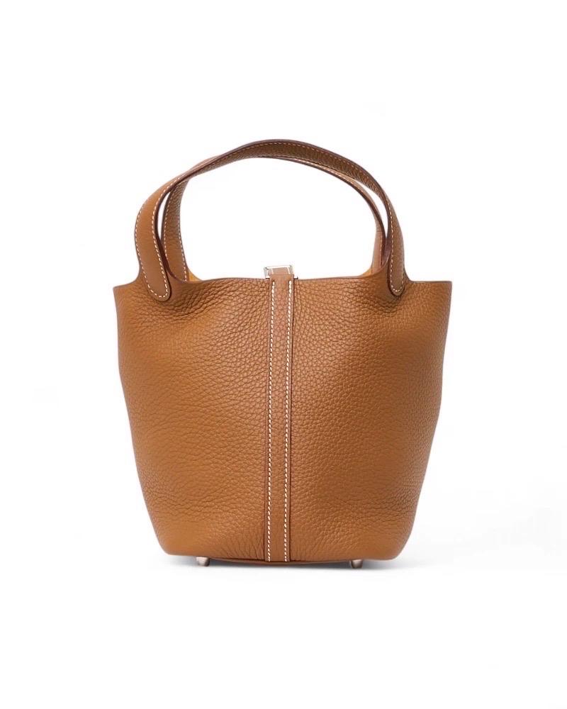 Hermès Beutel Picotin Schloss 18 Clemence Gold im Angebot 1