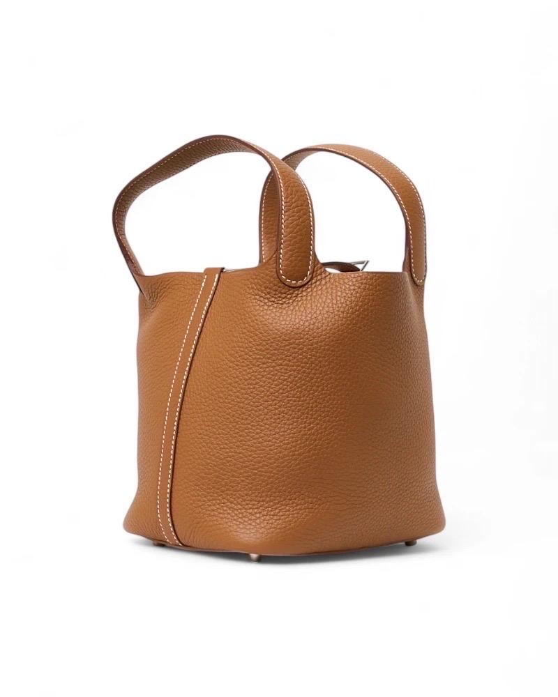Hermès Beutel Picotin Schloss 18 Clemence Gold im Angebot 2