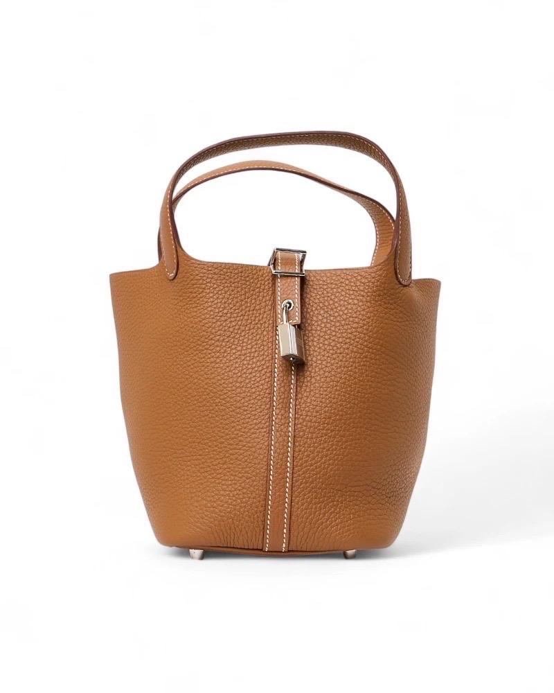 Hermès Beutel Picotin Schloss 18 Clemence Gold im Angebot 3