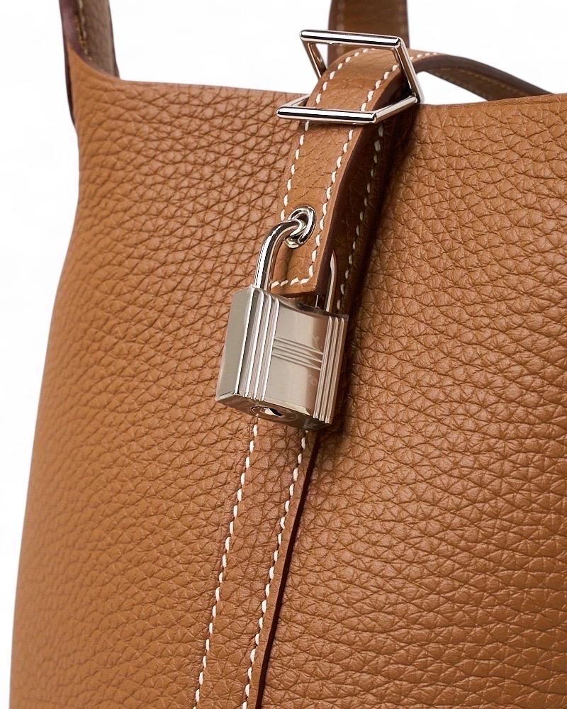 Hermès Beutel Picotin Schloss 18 Clemence Gold im Angebot 4