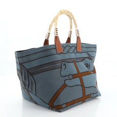 Hermes Sac Steeple Tote Printed Toile with Wood