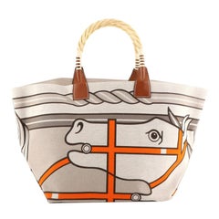 Hermes Sac Steeple Tote Printed Toile With Wood 