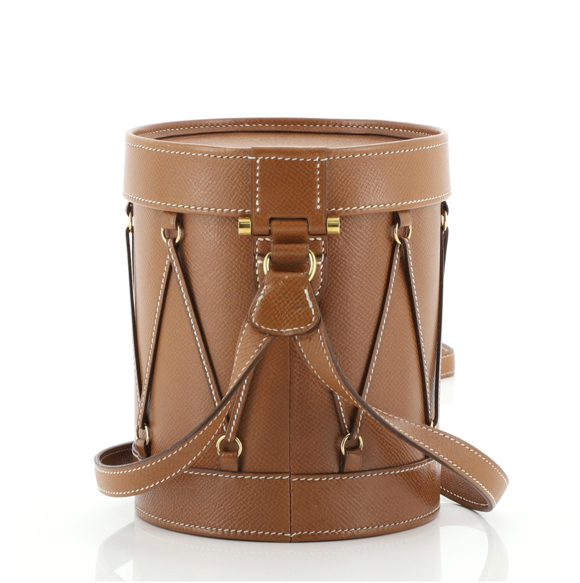 Hermes Sac Tambourine Leather Brown at 1stDibs