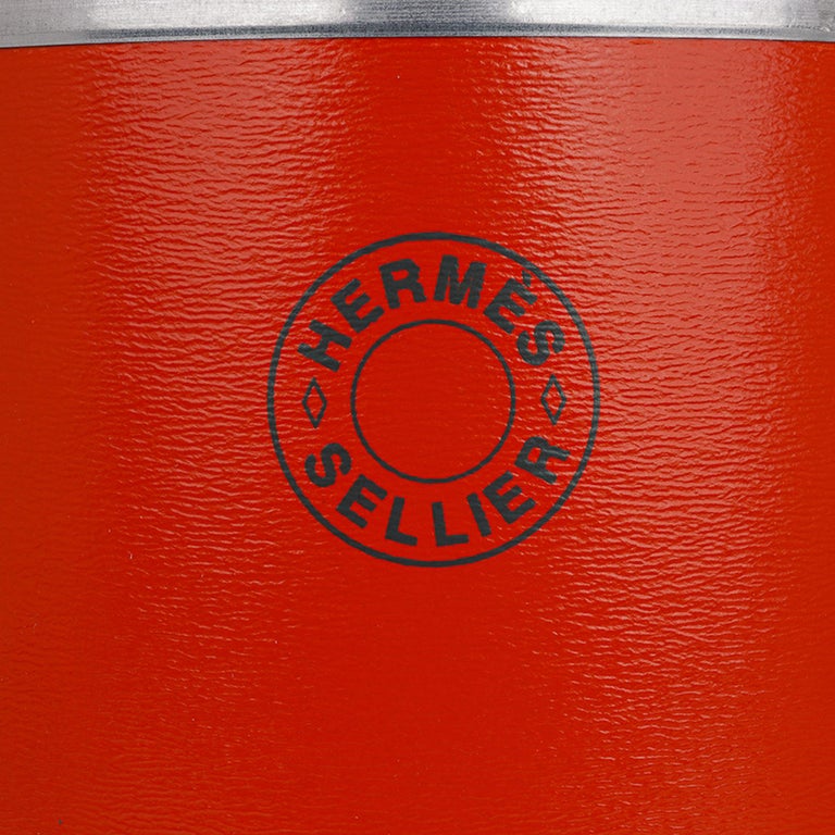 Hermes Saddle Box Orange Recycled Kraft Paper / Leather / Aluminum New