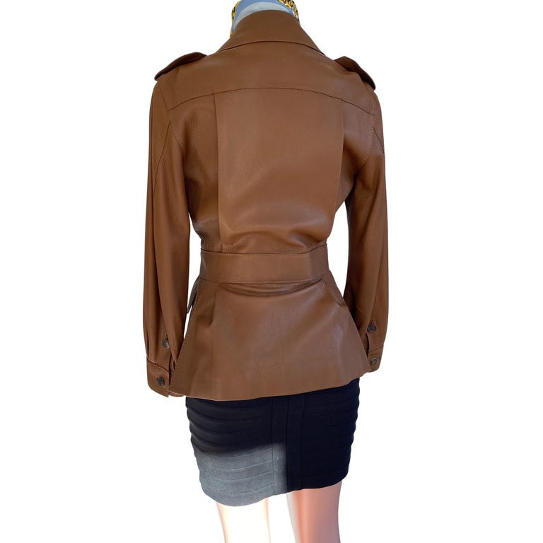 Black Hermès Saddle Leather Safari Biker Jacket with Logo Buttons and Silk Lining For Sale