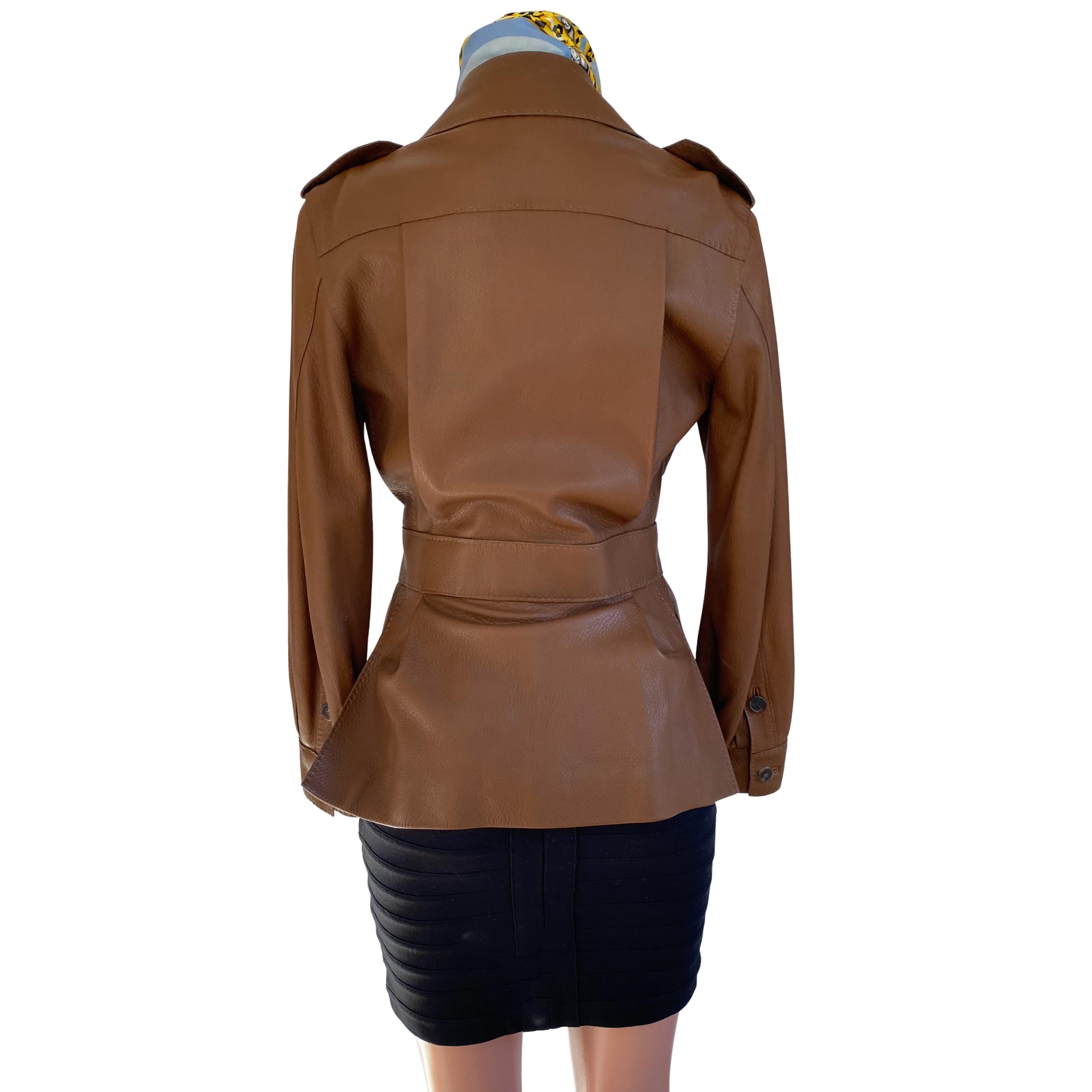 Black Hermès Saddle Leather Safari Biker Jacket with Logo Buttons and Silk Lining For Sale