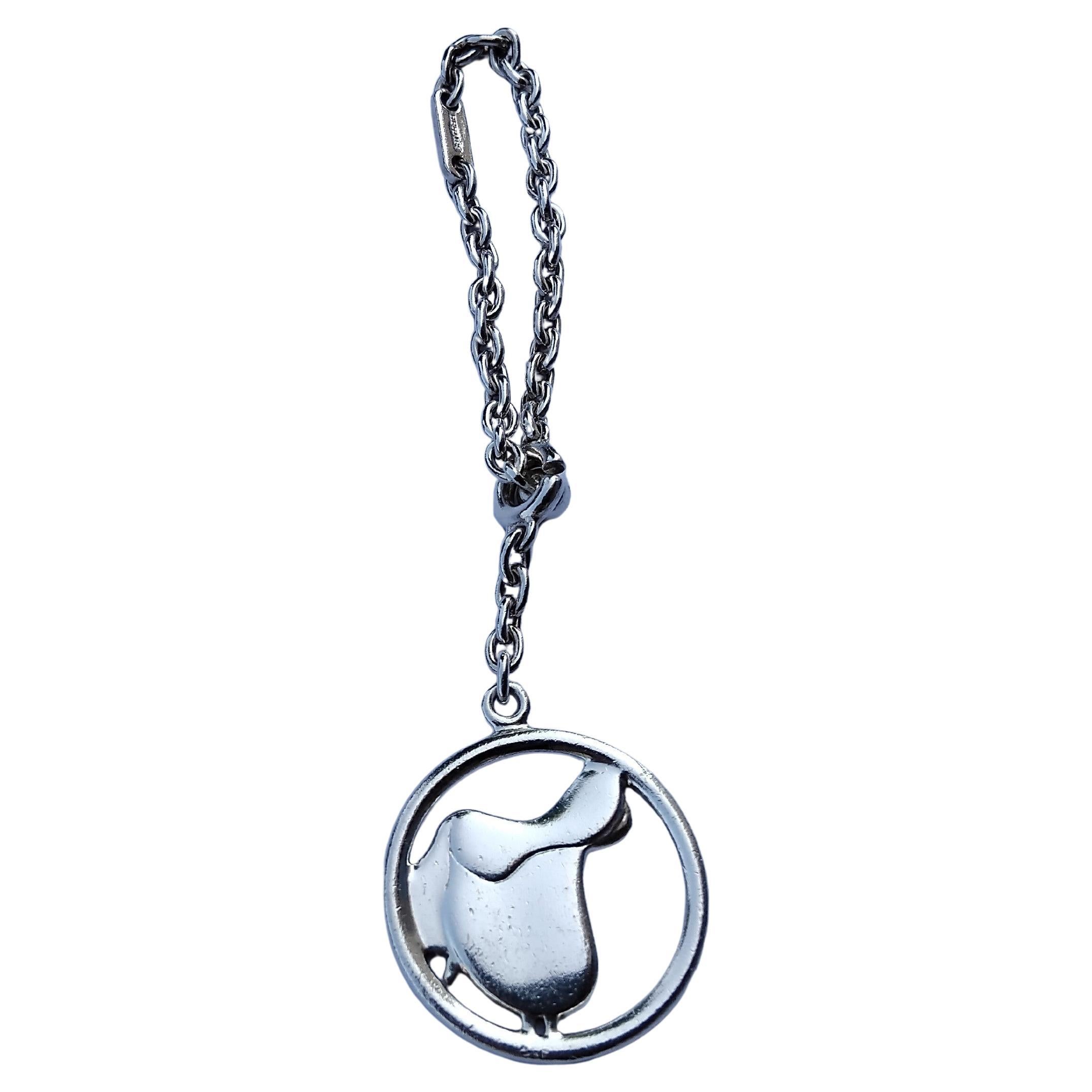 Purple Hermès Saddle Silver Keychain Horse Equestrian Texas For Sale