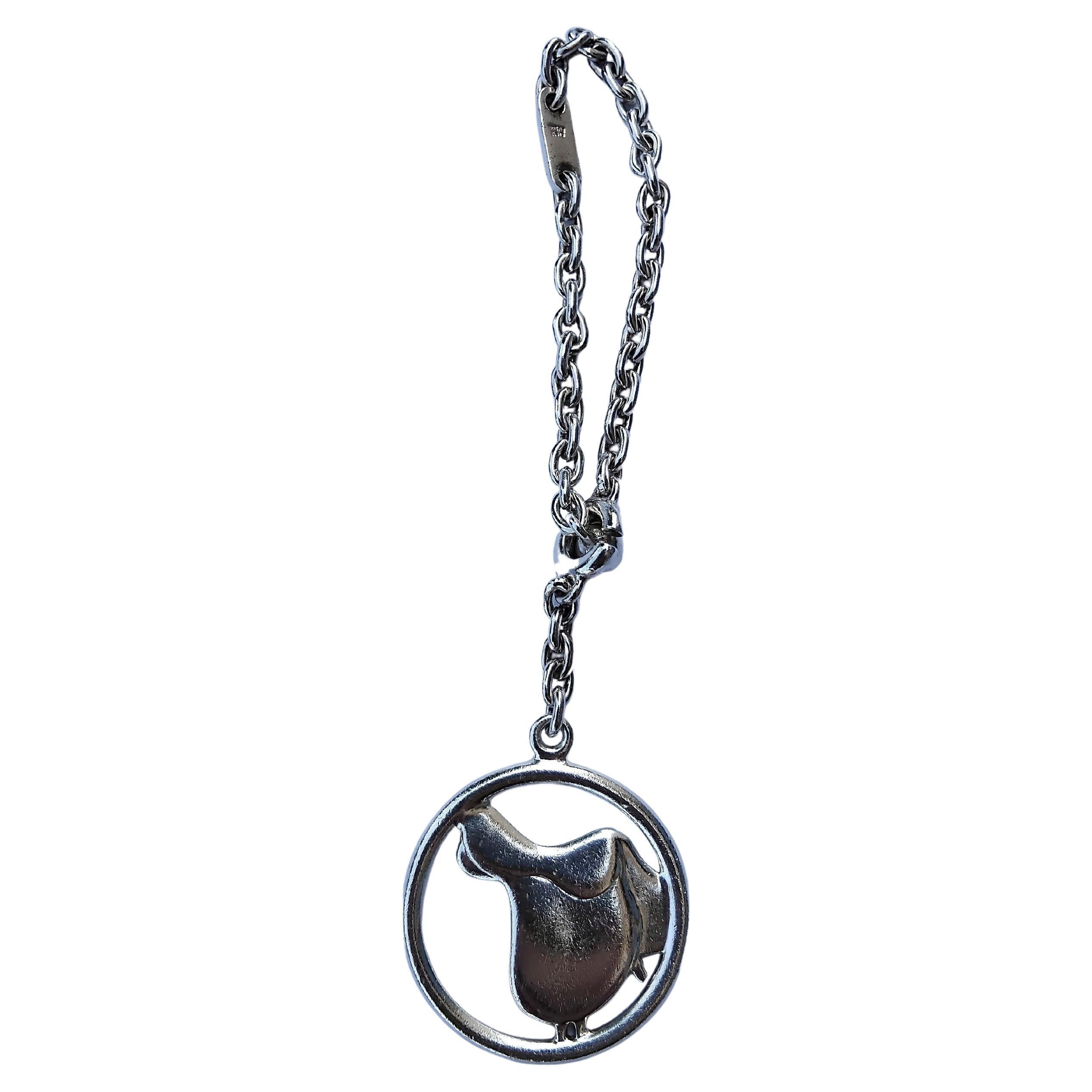 Women's or Men's Hermès Saddle Silver Keychain Horse Equestrian Texas For Sale