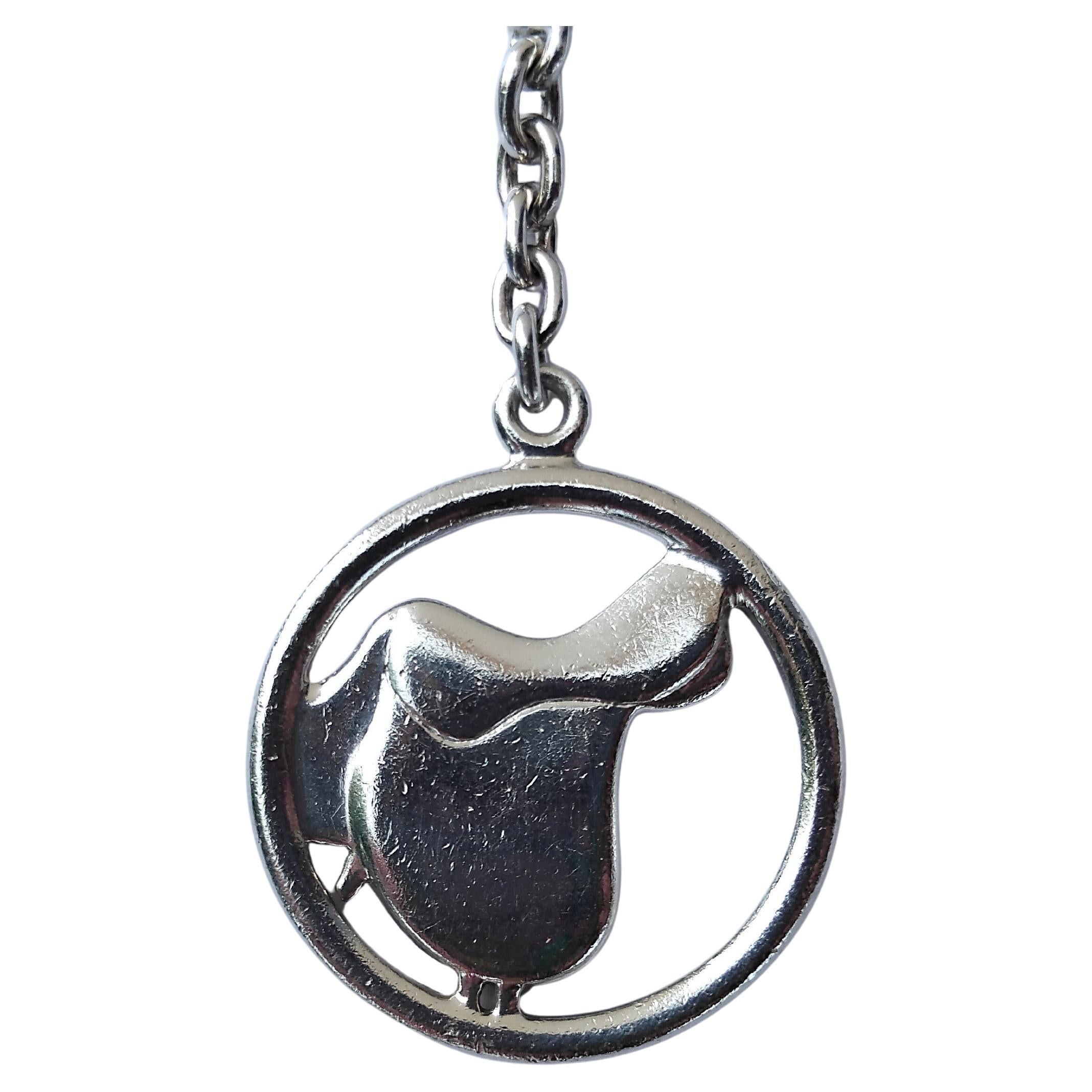 Hermès Saddle Silver Keychain Horse Equestrian Texas For Sale 2