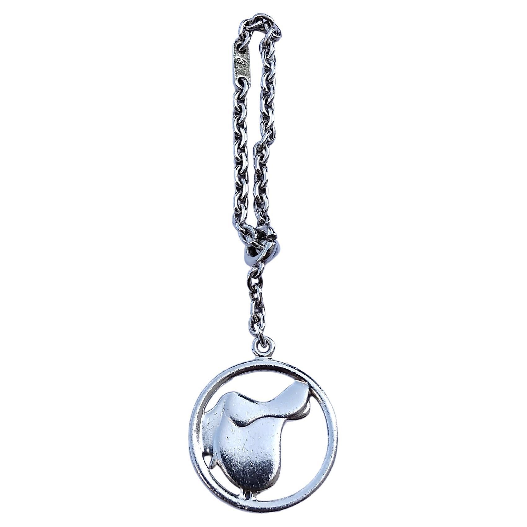 Hermès Saddle Silver Keychain Horse Equestrian Texas For Sale 4
